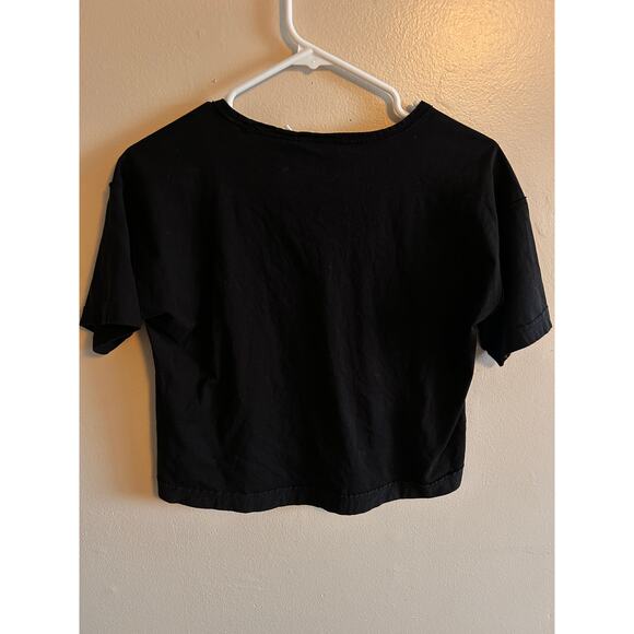 C&C California Black Pima Cotton Cropped Tee V Neck Boxy XS - Picture 4 of 4